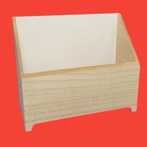 Wooden Desktop Tabletop Book Caddy w/ Natural Finish 10" x 4" & 8.5" Back Height - Picture 1 of 2